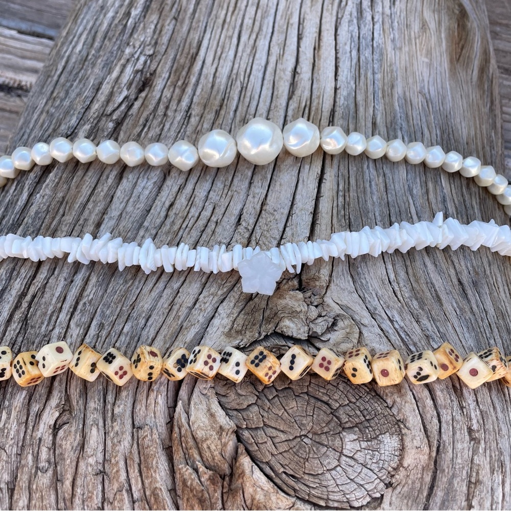 Handmade Necklaces | Dice, Puka Shells, Faux Pearls